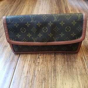 💖Authentic & Rare Vintage LOUIS VUITTON Monogram & Leather Clutch Bag